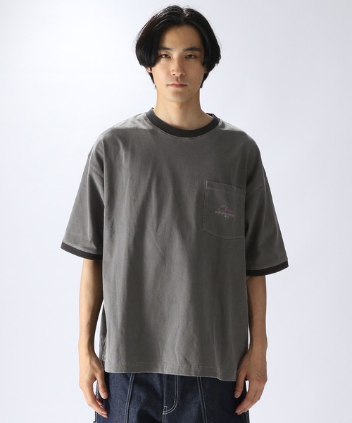 niko and...(ニコアンド)の「ピグメントリンガーロゴTシャツ(Tシャツ/カットソー・メンズ・チャコール/ピンク/ライトグリーン/オフホワイト・MEDIUM/LARGE)」の6枚目の写真