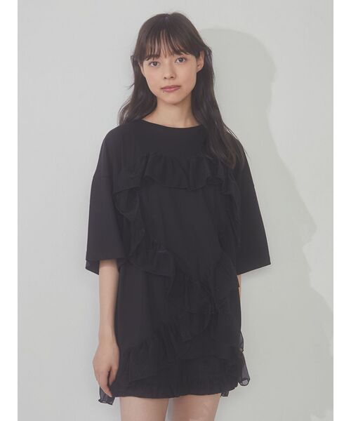 merry jenny(メリージェニー)の「ハートフリルbig tee(Tシャツ/カットソー・レディース・オフホワイト/ブラック・FREE)」の13枚目の写真