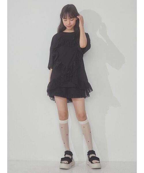 merry jenny(メリージェニー)の「ハートフリルbig tee(Tシャツ/カットソー・レディース・オフホワイト/ブラック・FREE)」の17枚目の写真