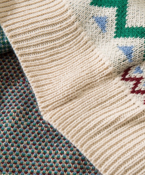 【セール】HOOK -original- 古着風 レトロ調メキシコパッチワーク模様ニット風スウェット（ニット/セーター）｜HOOK（フック）