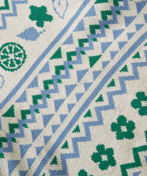 【セール】HOOK -original- 古着風 レトロ調メキシコパッチワーク模様ニット風スウェット（ニット/セーター）｜HOOK（フック）