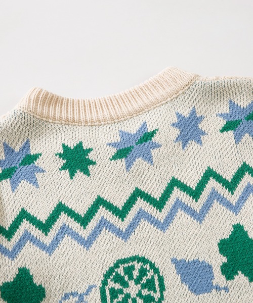 【セール】HOOK -original- 古着風 レトロ調メキシコパッチワーク模様ニット風スウェット（ニット/セーター）｜HOOK（フック）
