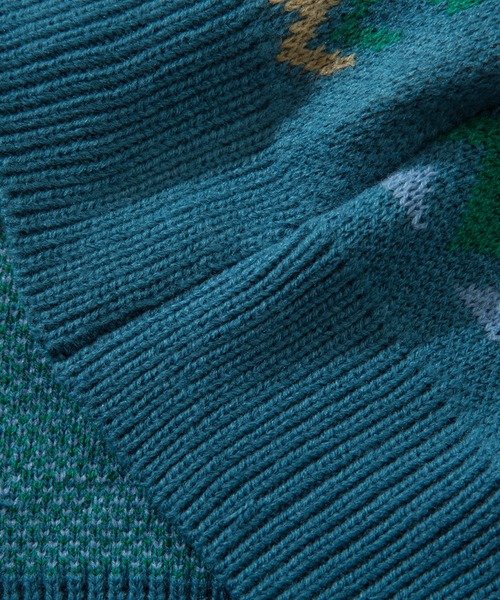 【セール】HOOK -original- 古着風 レトロ調メキシコパッチワーク模様ニット風スウェット（ニット/セーター）｜HOOK（フック）