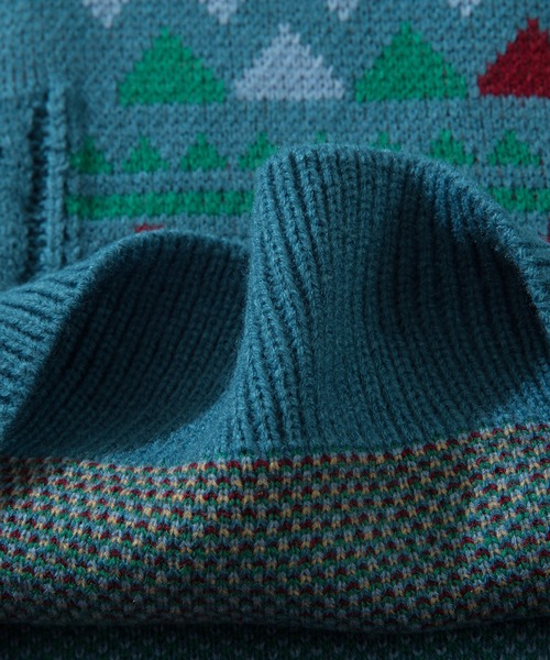 【セール】HOOK -original- 古着風 レトロ調メキシコパッチワーク模様ニット風スウェット（ニット/セーター）｜HOOK（フック）