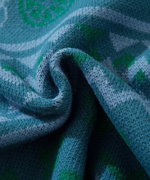 【セール】HOOK -original- 古着風 レトロ調メキシコパッチワーク模様ニット風スウェット（ニット/セーター）｜HOOK（フック）