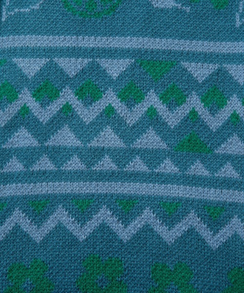 【セール】HOOK -original- 古着風 レトロ調メキシコパッチワーク模様ニット風スウェット（ニット/セーター）｜HOOK（フック）