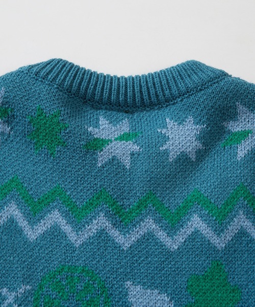 【セール】HOOK -original- 古着風 レトロ調メキシコパッチワーク模様ニット風スウェット（ニット/セーター）｜HOOK（フック）