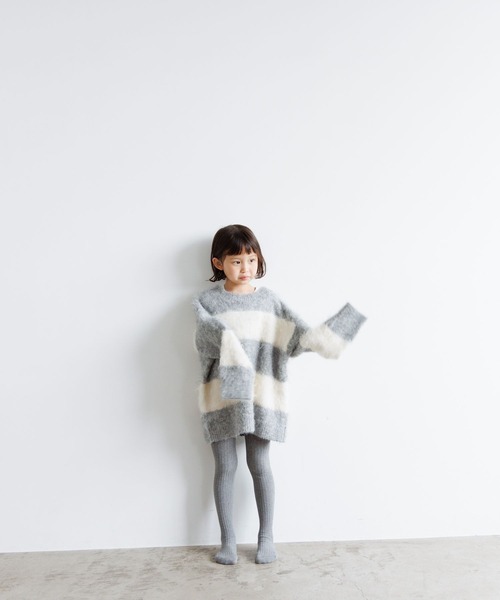 LOWRYS FARM（ローリーズファーム）の「シャギーボーダーＢＩＧプルオーバー　968413（ニット/セーター・キッズ・グレー/ピンク/ブルー・110cm/130cm/150cm）」の15枚目の写真
