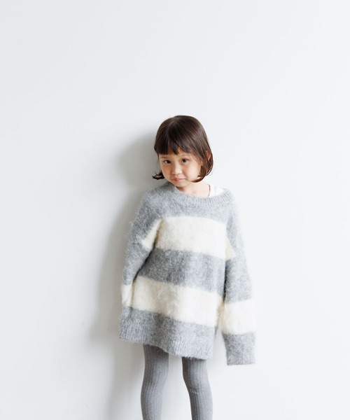 LOWRYS FARM（ローリーズファーム）の「シャギーボーダーＢＩＧプルオーバー　968413（ニット/セーター・キッズ・グレー/ピンク/ブルー・110cm/130cm/150cm）」の11枚目の写真