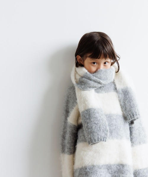 LOWRYS FARM（ローリーズファーム）の「シャギーボーダーＢＩＧプルオーバー　968413（ニット/セーター・キッズ・グレー/ピンク/ブルー・110cm/130cm/150cm）」の4枚目の写真