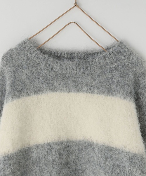 LOWRYS FARM（ローリーズファーム）の「シャギーボーダーＢＩＧプルオーバー　968413（ニット/セーター・キッズ・グレー/ピンク/ブルー・110cm/130cm/150cm）」の6枚目の写真