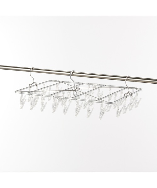 無印良品（ムジルシリョウヒン）の「アルミ角型ハンガー　４０ピンチ／約幅６１×奥行３６ｃｍ（ランドリーグッズ・メンズ・シルバー・FREE）」の10枚目の写真