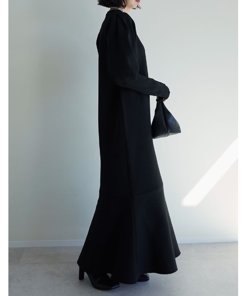 Re:EDIT（リエディ）の「[低身長サイズ有]ミラノリブパフスリーブスポンジニットマーメイドワンピース（ワンピース・レディース・アイボリー/キャメル/グレー/ブラック/レッド・LARGE/SHORT/MEDIUM）」の15枚目の写真