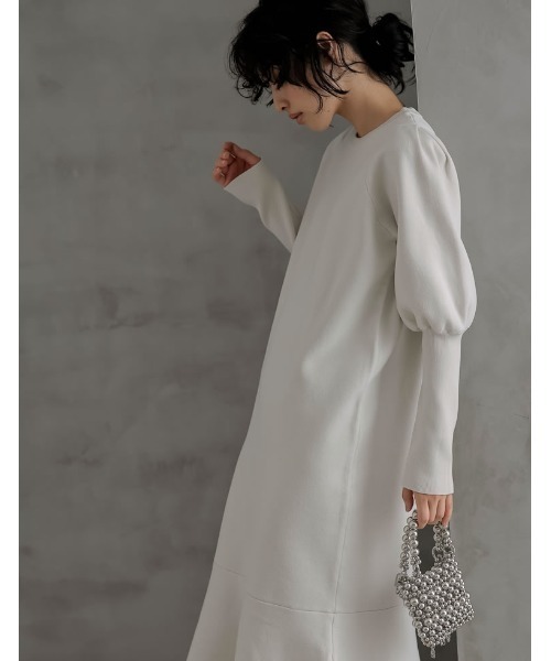 Re:EDIT（リエディ）の「[低身長サイズ有]ミラノリブパフスリーブスポンジニットマーメイドワンピース（ワンピース・レディース・アイボリー/キャメル/グレー/ブラック/レッド・LARGE/SHORT/MEDIUM）」の20枚目の写真