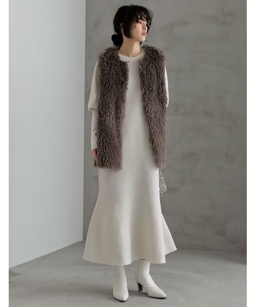 Re:EDIT（リエディ）の「[低身長サイズ有]ミラノリブパフスリーブスポンジニットマーメイドワンピース（ワンピース・レディース・アイボリー/キャメル/グレー/ブラック/レッド・LARGE/SHORT/MEDIUM）」の21枚目の写真