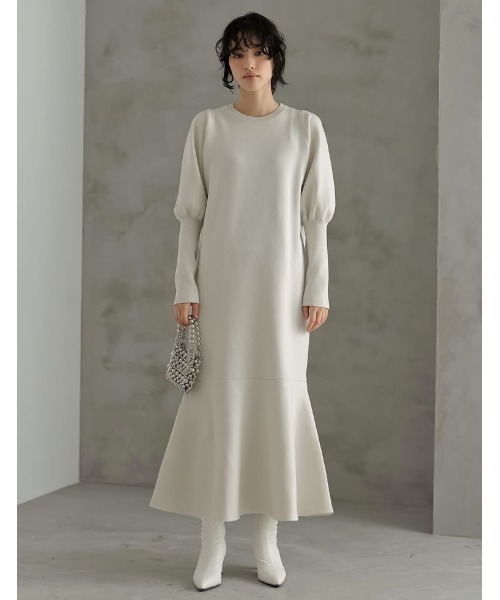 Re:EDIT（リエディ）の「[低身長サイズ有]ミラノリブパフスリーブスポンジニットマーメイドワンピース（ワンピース・レディース・アイボリー/キャメル/グレー/ブラック/レッド・LARGE/SHORT/MEDIUM）」の19枚目の写真