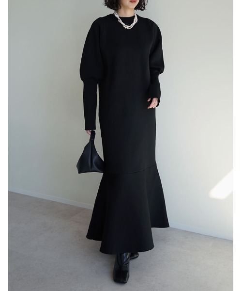 セール】[低身長サイズ有]ミラノリブパフスリーブスポンジニット