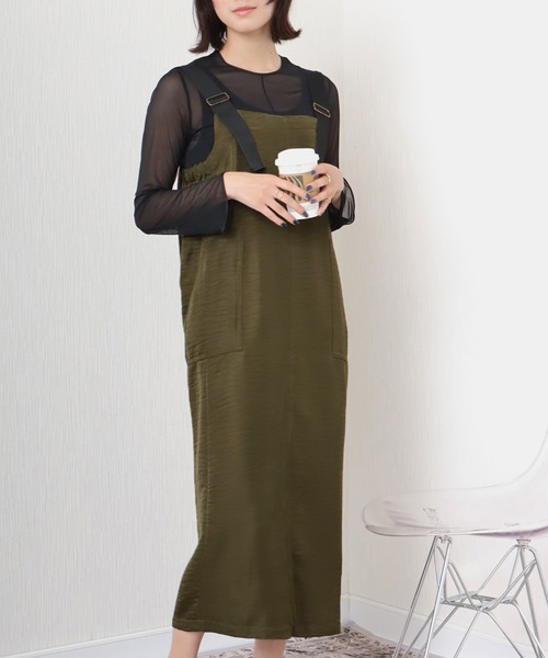 libelle more（リベル モア）の「《洗える》ビンテージツイル　ミリタリージャンバースカート（ジャンパースカート・レディース・モカ/グレイッシュベージュ/カーキ/ブラック・M）」の4枚目の写真