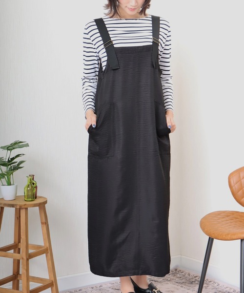 libelle more（リベル モア）の「《洗える》ビンテージツイル　ミリタリージャンバースカート（ジャンパースカート・レディース・モカ/グレイッシュベージュ/カーキ/ブラック・M）」の2枚目の写真