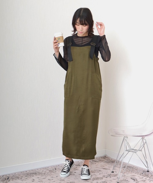 libelle more（リベル モア）の「《洗える》ビンテージツイル　ミリタリージャンバースカート（ジャンパースカート・レディース・モカ/グレイッシュベージュ/カーキ/ブラック・M）」の21枚目の写真
