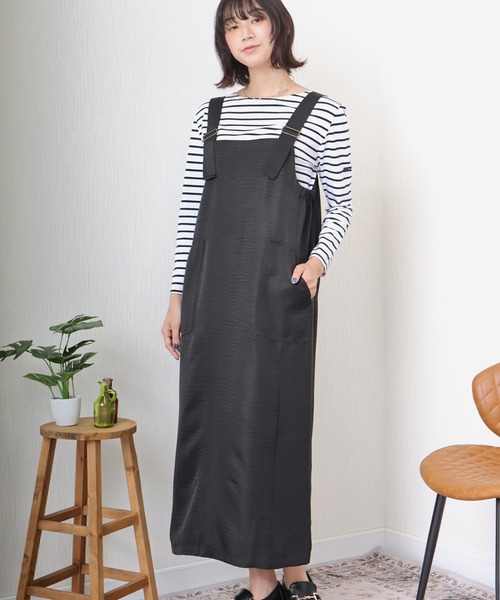 libelle more（リベル モア）の「《洗える》ビンテージツイル　ミリタリージャンバースカート（ジャンパースカート・レディース・モカ/グレイッシュベージュ/カーキ/ブラック・M）」の9枚目の写真