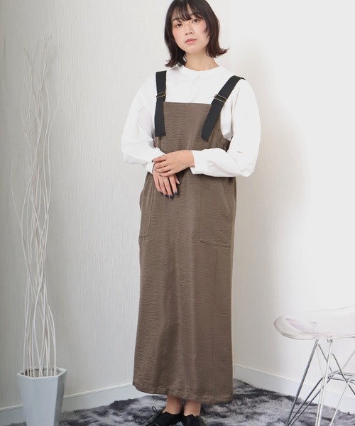 libelle more（リベル モア）の「《洗える》ビンテージツイル　ミリタリージャンバースカート（ジャンパースカート・レディース・モカ/グレイッシュベージュ/カーキ/ブラック・M）」の16枚目の写真
