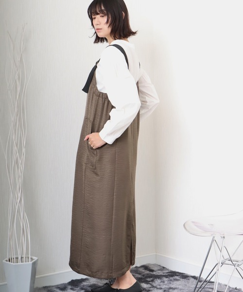 libelle more（リベル モア）の「《洗える》ビンテージツイル　ミリタリージャンバースカート（ジャンパースカート・レディース・モカ/グレイッシュベージュ/カーキ/ブラック・M）」の18枚目の写真