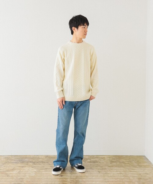 BEAMS（ビームス）の「BEAMS / 5ゲージ ラムウール ケーブルニット（ニット/セーター・メンズ・ベージュ/グレー/オフホワイト・L/M/S/XL）」の19枚目の写真