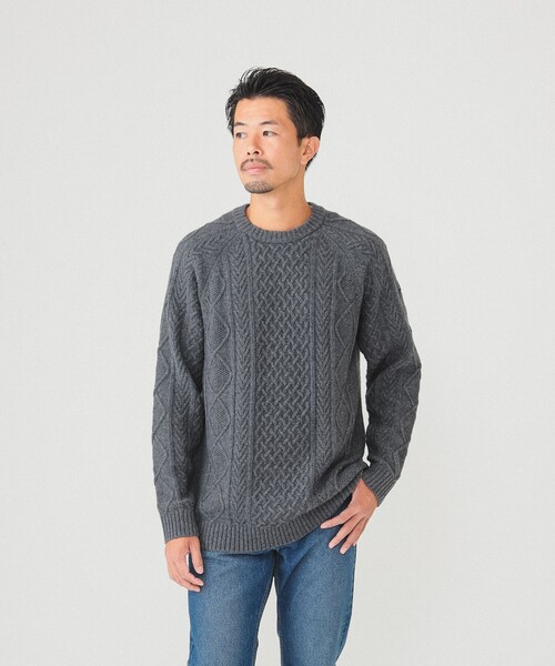 BEAMS（ビームス）の「BEAMS / 5ゲージ ラムウール ケーブルニット（ニット/セーター・メンズ・ベージュ/グレー/オフホワイト・L/M/S/XL）」の22枚目の写真