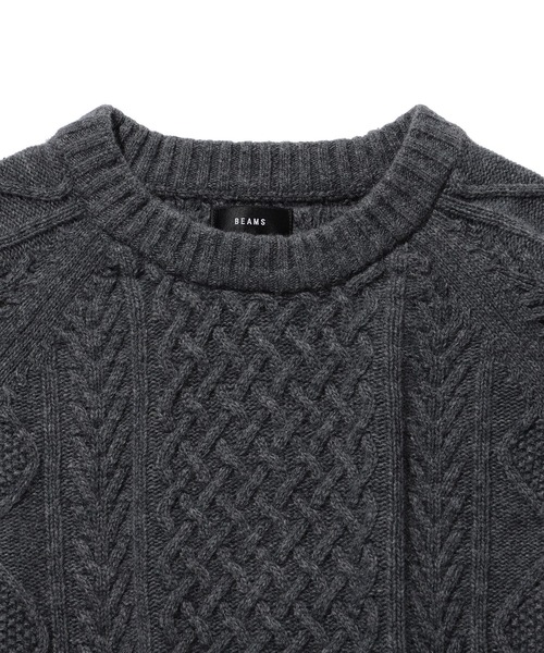 BEAMS（ビームス）の「BEAMS / 5ゲージ ラムウール ケーブルニット（ニット/セーター・メンズ・ベージュ/グレー/オフホワイト・L/M/S/XL）」の7枚目の写真