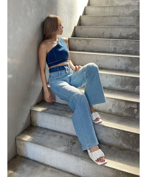 EVRIS（エヴリス）の「【10周年記念】ダブルウエストデザインワイドデニムパンツ（デニムパンツ・レディース・ブルー・SMALL/MEDIUM）」の10枚目の写真