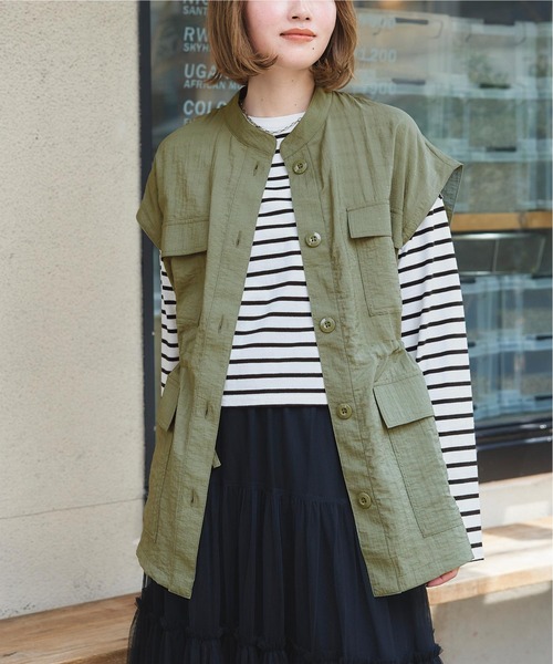 titivate（ティティベイト）の「ミリタリーベスト（ミリタリージャケット・レディース・ブラック/カーキ・M）」の9枚目の写真