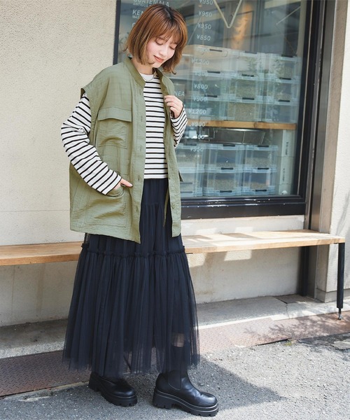 titivate（ティティベイト）の「ミリタリーベスト（ミリタリージャケット・レディース・ブラック/カーキ・M）」の10枚目の写真