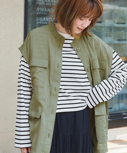 titivate（ティティベイト）の「ミリタリーベスト（ミリタリージャケット・レディース・ブラック/カーキ・M）」の11枚目の写真