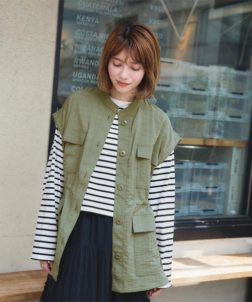 titivate（ティティベイト）の「ミリタリーベスト（ミリタリージャケット・レディース・ブラック/カーキ・M）」の13枚目の写真