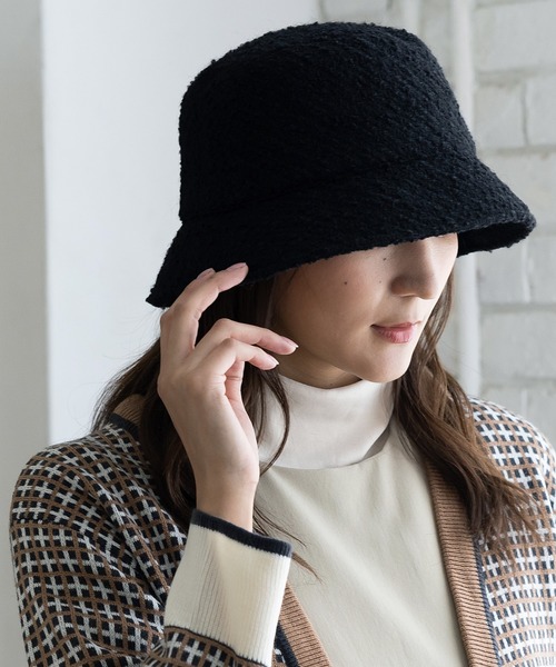 QUEENHEAD(クイーンヘッド)の「ツイードバケットハット(ハット・レディース・ブラック×ホワイト/ホワイト/ブラック・X-LARGE/FREE)」の4枚目の写真