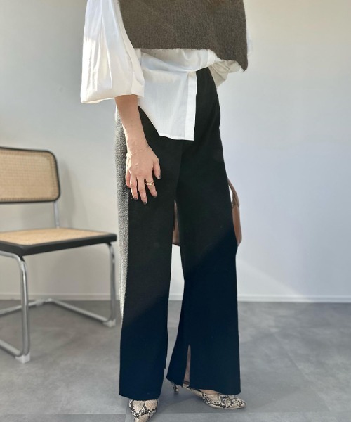 evernavy（エバーネイビー）の「総針ニットセミワイドパンツ（その他パンツ・レディース・ネイビー/ブラック・L/M）」の22枚目の写真