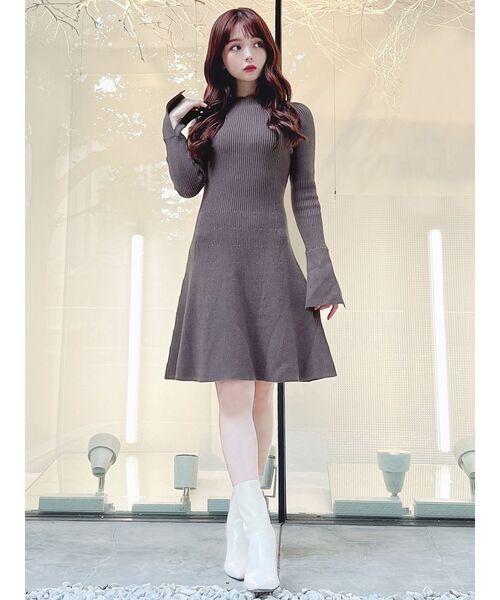 RESEXXY（リゼクシー）の「【S】ラグランスリーブニットワンピース（ワンピース・レディース・アイボリー/モカ/ブラック/チャコールグレー・FREE）」の7枚目の写真