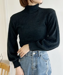 モックネックシャギーニットトップ