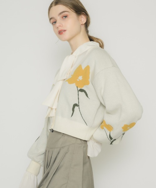 idem（イデム）の「original flower knit cardigan/花柄ジャガード