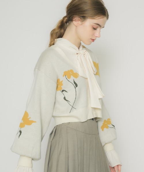 idem（イデム）の「original flower knit cardigan/花柄ジャガード