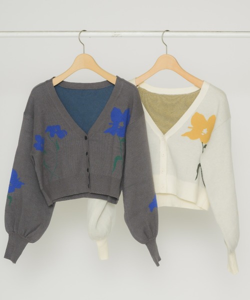 idem（イデム）の「original flower knit cardigan/花柄ジャガード