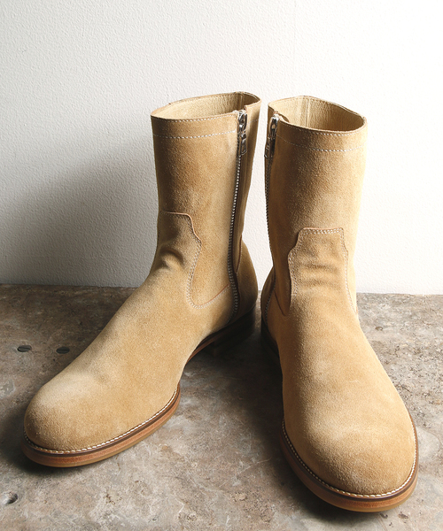 Magine(マージン)の「COW SUEDE LEATHER SIDE ZIP PECOS BOOTS:カウスウェードレザーサイドジップ ペコスブーツ(ブーツ)」|ベージュ