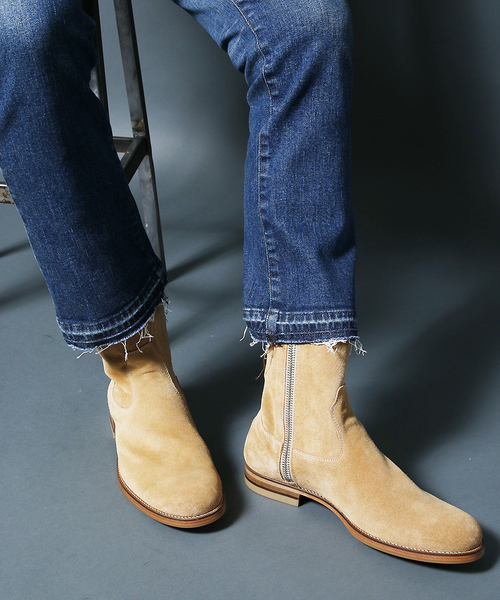 Magine（マージン）の「COW SUEDE LEATHER SIDE ZIP PECOS BOOTS：カウスウェードレザーサイドジップ ペコスブーツ（ブーツ・メンズ・ベージュ/ブラック・42/41/43）」の20枚目の写真