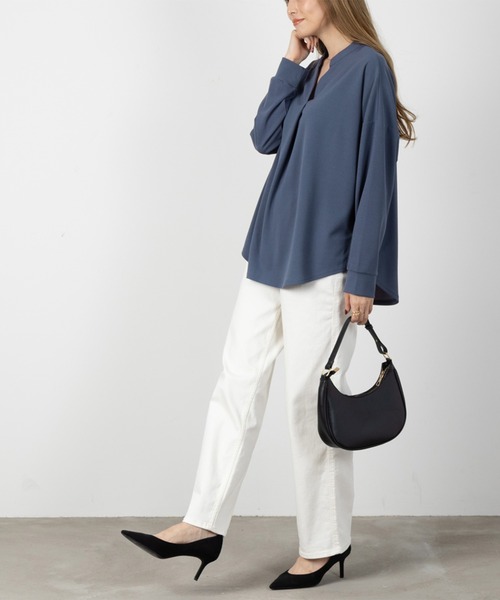 NAVY（ネイビー）の「NAVY ストレッチスキッパーシャツ（シャツ/ブラウス・レディース・ブラック/ブルー系その他/アイボリー・フリー）」の4枚目の写真