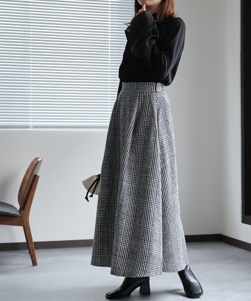 Paul Harnden グレンチェックフレアスカート sakishimatokyo スカート グレンチェック フレアスカート : ZOZOTOWN