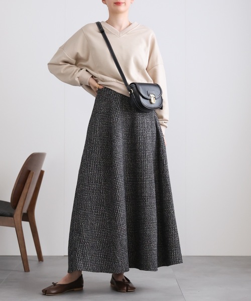 Paul Harnden グレンチェックフレアスカート セール】グレンチェック フレアスカート（スカート