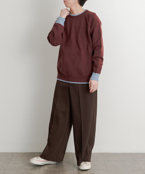 SENSE OF PLACE by URBAN RESEARCH（センスオブプレイスバイアーバンリサーチ）の「『ユニセックス』ストレッチリブハイショクラインセーター（ニット/セーター・メンズ・ブラック/アイボリー/ブルー/グレー/ブルー系その他/ボルドー・LARGE/MEDIUM）」の12枚目の写真