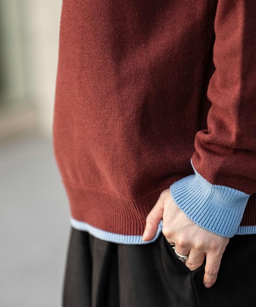 SENSE OF PLACE by URBAN RESEARCH（センスオブプレイスバイアーバンリサーチ）の「『ユニセックス』ストレッチリブハイショクラインセーター（ニット/セーター・メンズ・ブラック/アイボリー/ブルー/グレー/ブルー系その他/ボルドー・LARGE/MEDIUM）」の15枚目の写真