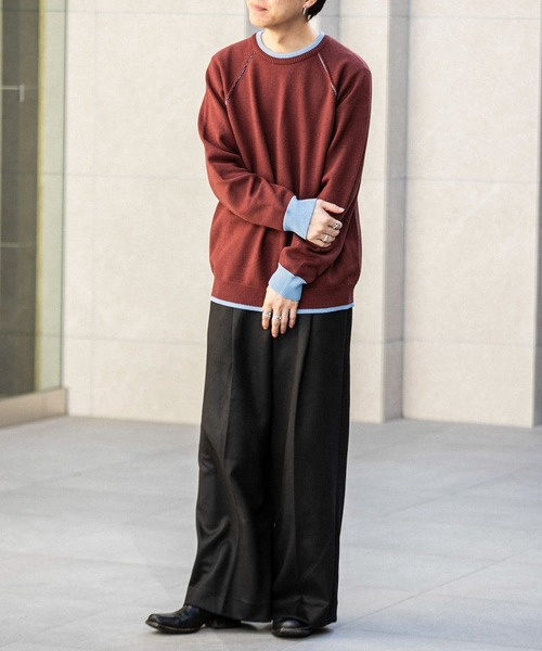 SENSE OF PLACE by URBAN RESEARCH（センスオブプレイスバイアーバンリサーチ）の「『ユニセックス』ストレッチリブハイショクラインセーター（ニット/セーター・メンズ・ブラック/アイボリー/ブルー/グレー/ブルー系その他/ボルドー・LARGE/MEDIUM）」の19枚目の写真